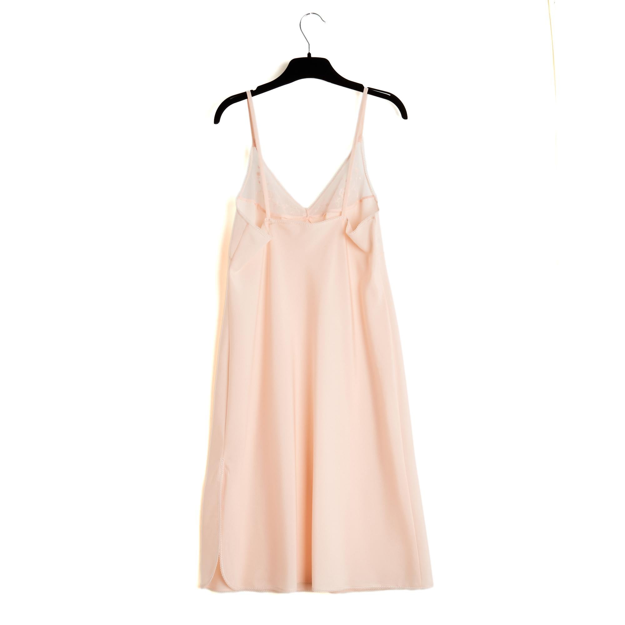 Christian Dior Lingerie 1985 Robe Combinaison FR38 Rosa Satin Slip Kleid UK10 US 2