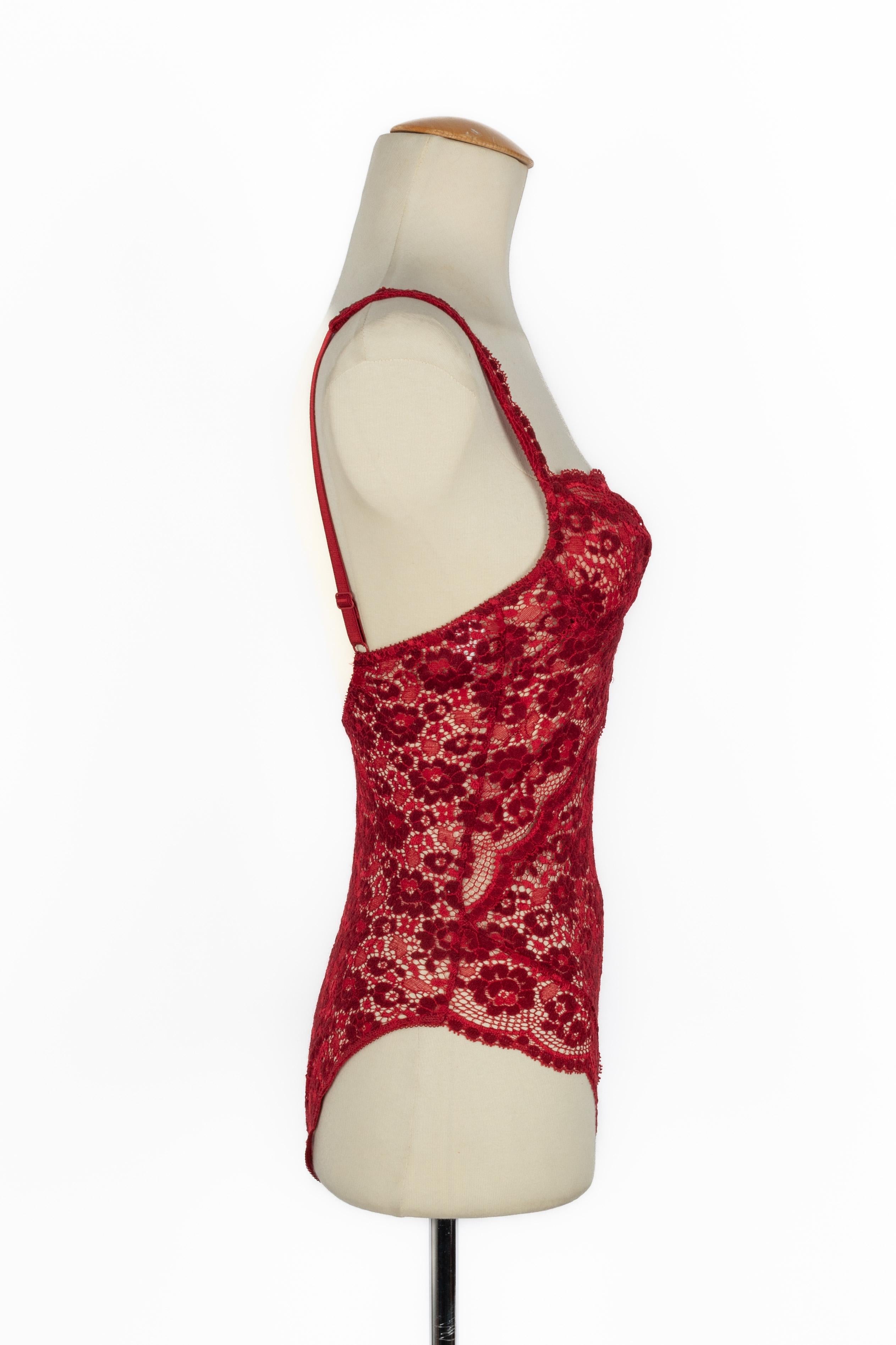 Red Christian Dior lingerie bodysuit