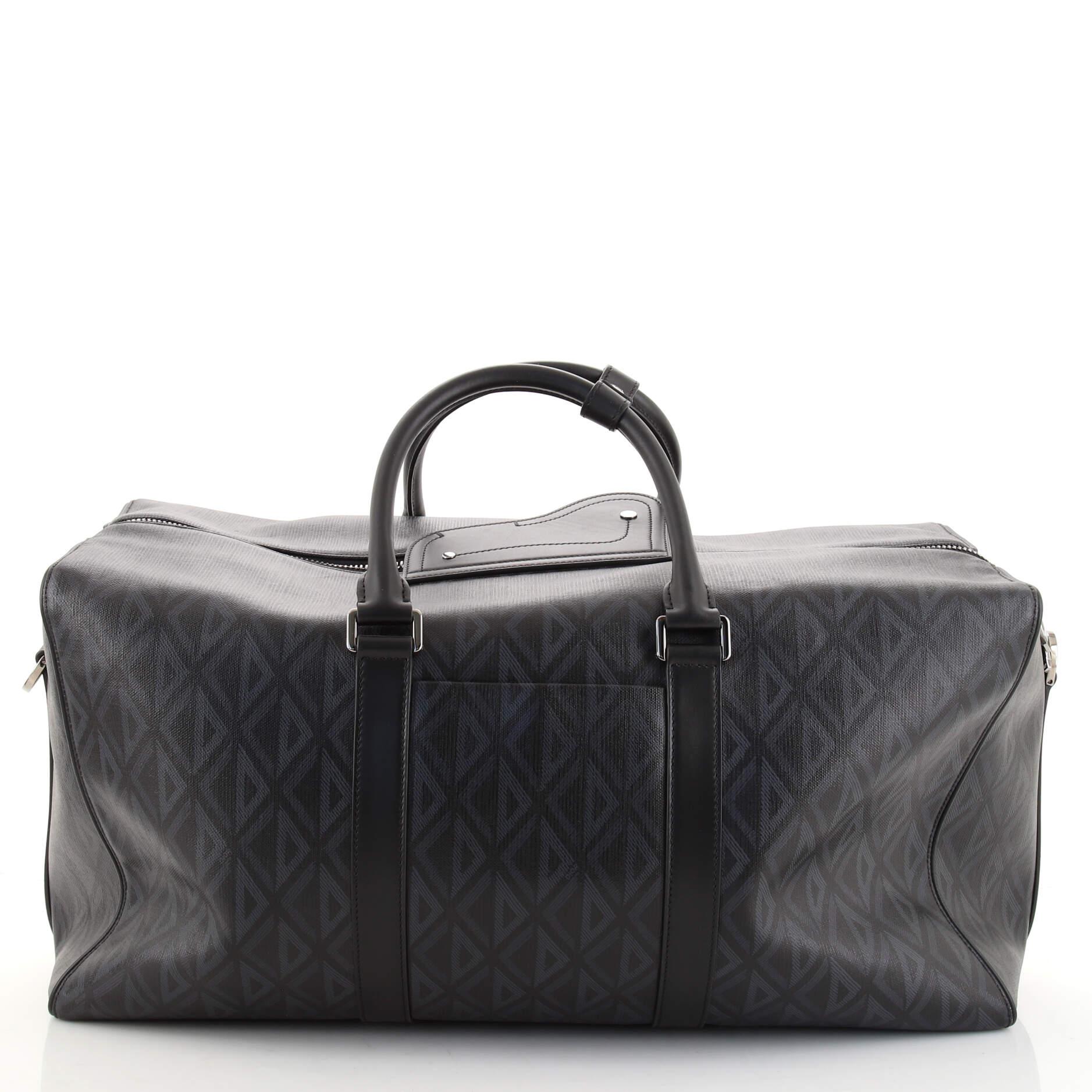 Black Christian Dior Lingot Duffle Bag CD Diamond Coated Canvas 50