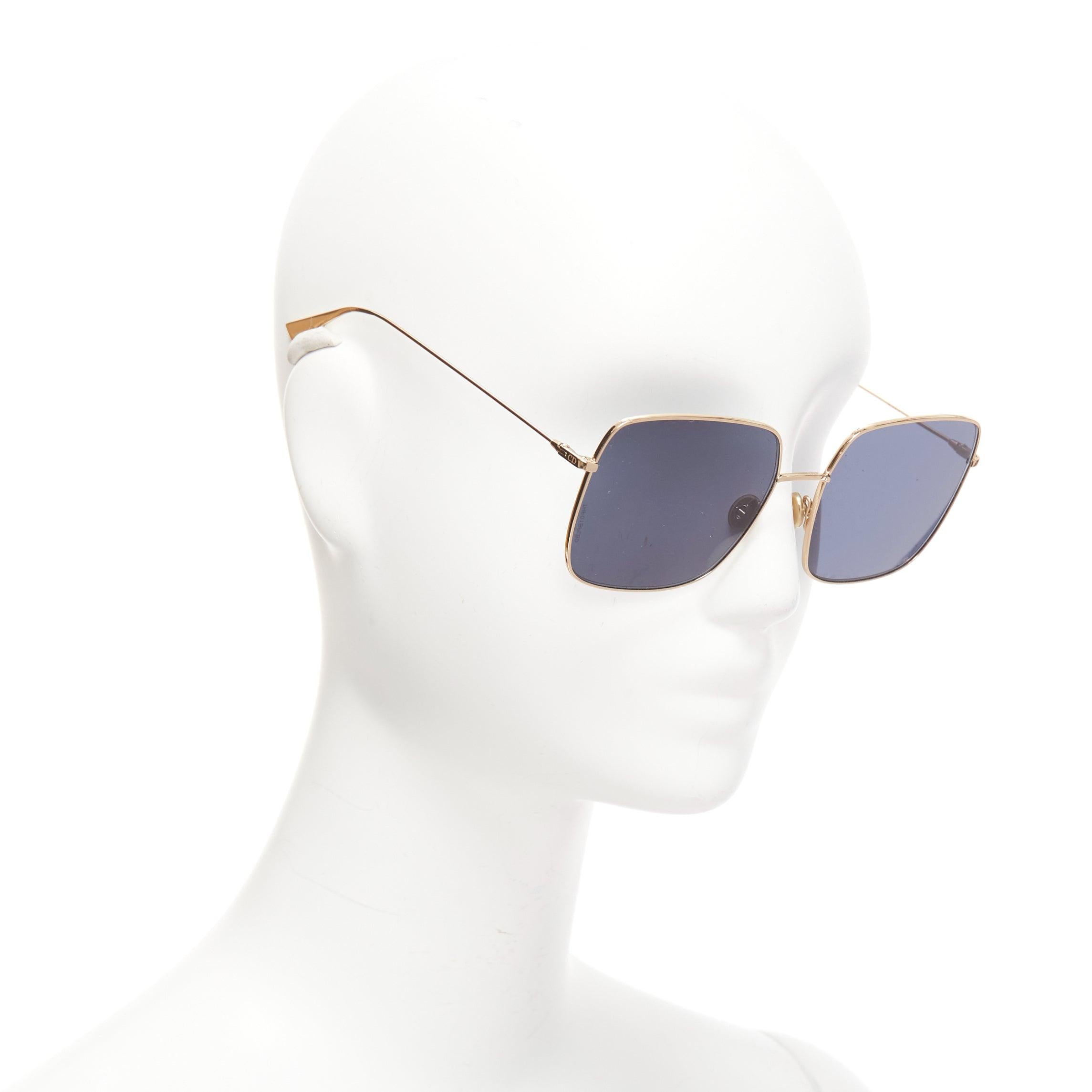 Gris CHRISTIAN DIOR LKSA9 CD logo bordure dorée cadre carré bleu en vente