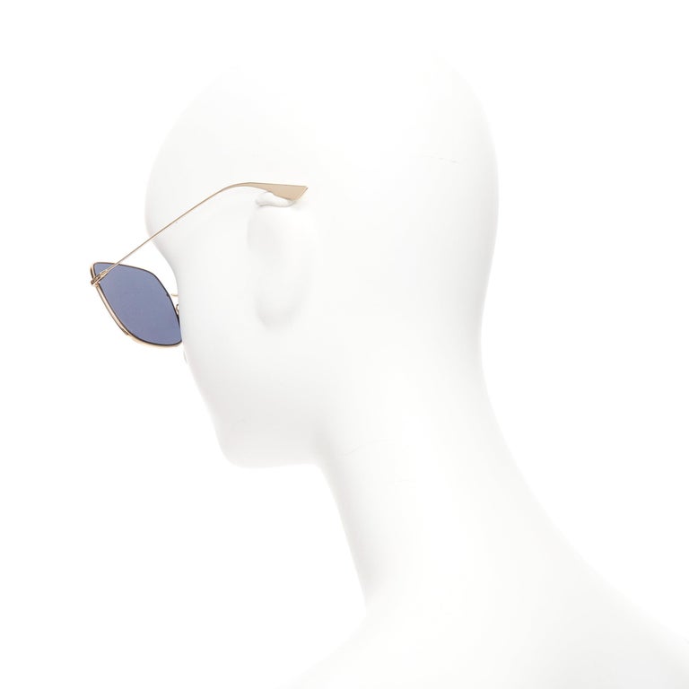 CHRISTIAN DIOR LKSA9 CD logo gold trim blue square frame sunnies Christian Dior - Gold Women Casual Eyewear | JHROP Preloved  main image 3