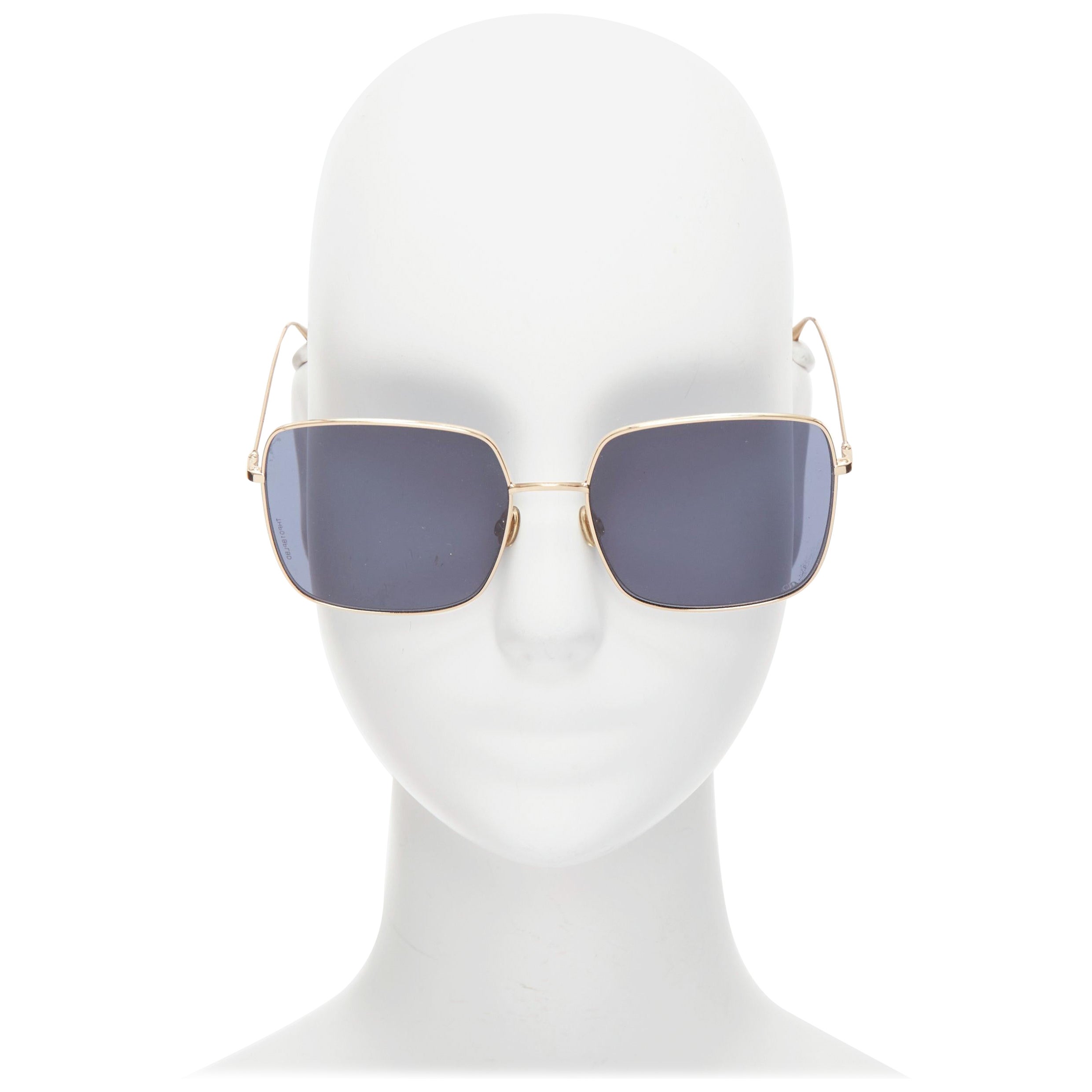 CHRISTIAN DIOR LKSA9 CD-Logo mit goldenem Rand blaue Sonnenbrille mit quadratischem Rahmen