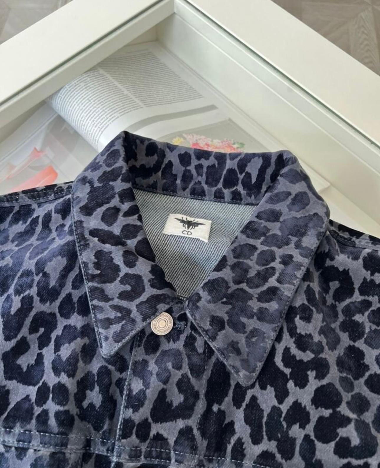 Christian Dior Logo Band Leopard Jacket For Sale 7