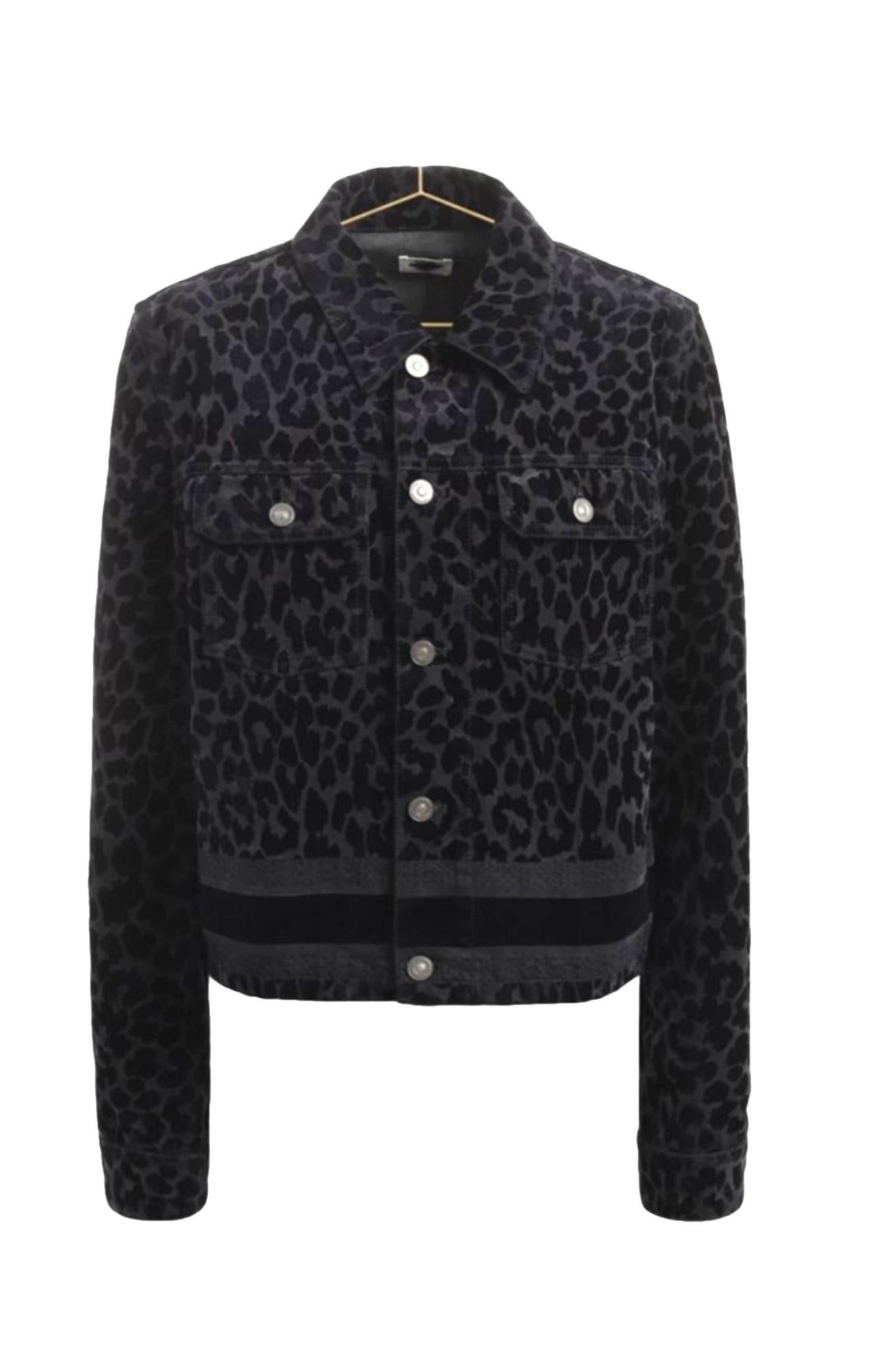 Black Christian Dior Logo Band Leopard Jacket