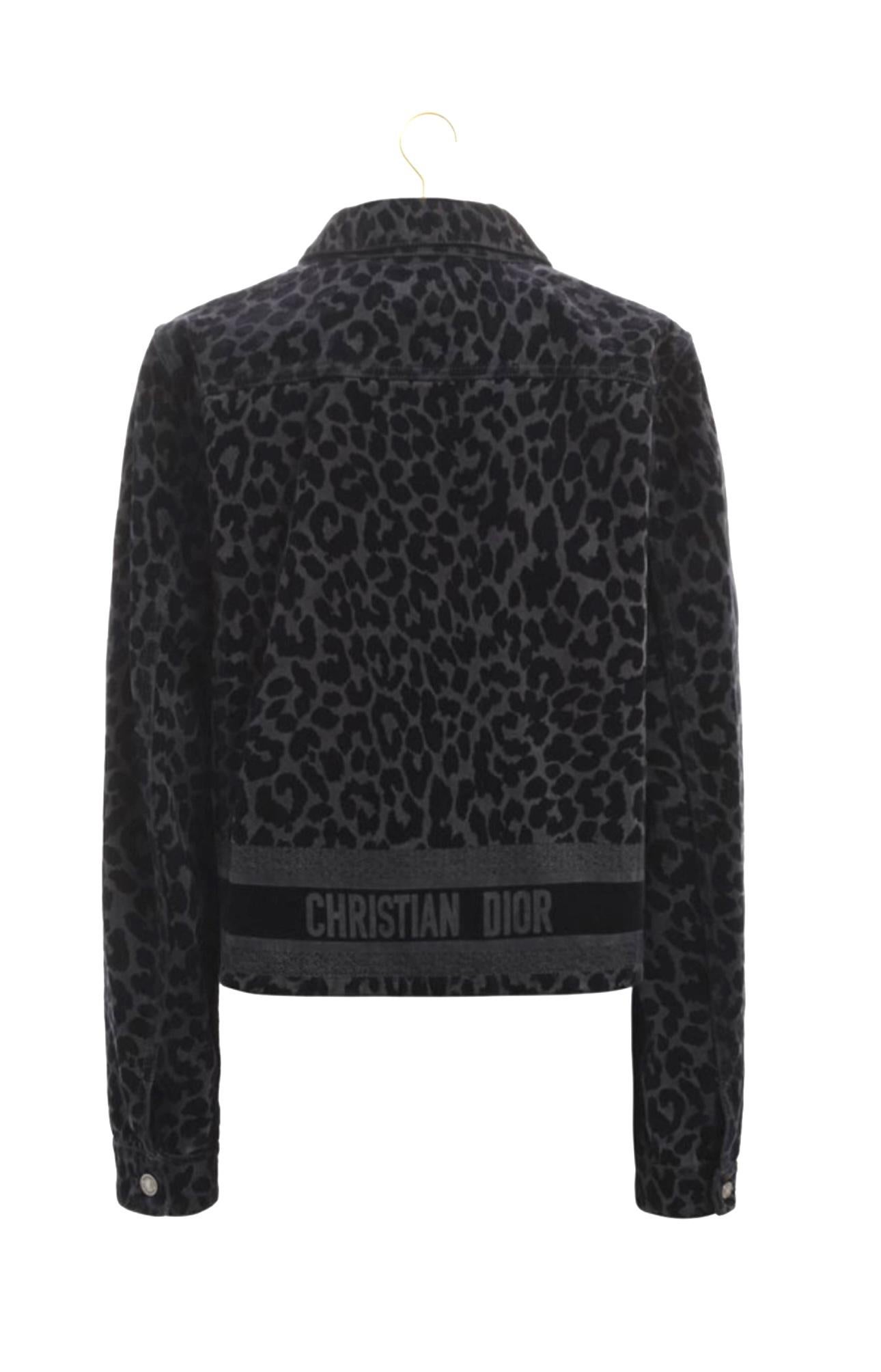 Women's or Men's Christian Dior Logo Band Leopard Jacket For Sale