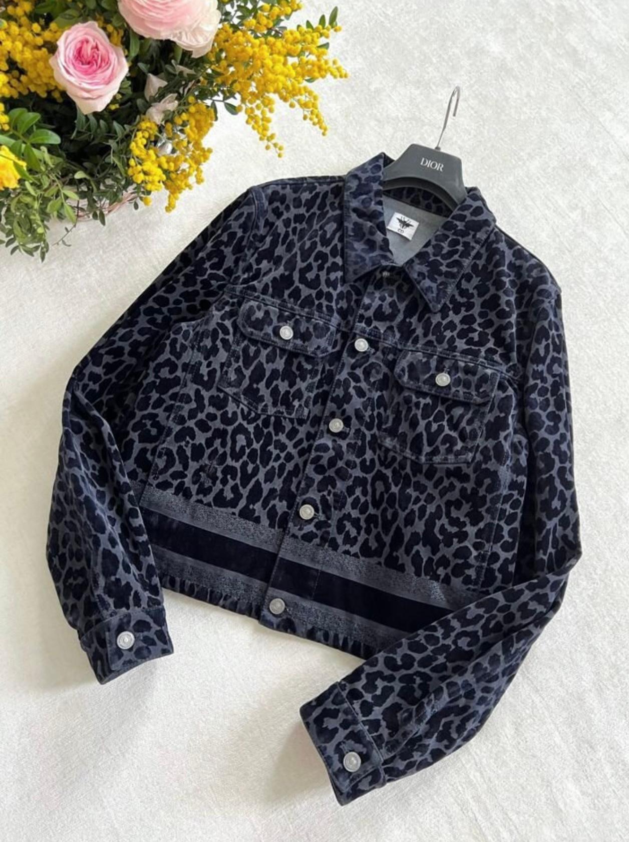 Christian Dior Logo Band Leopard Jacket For Sale 3