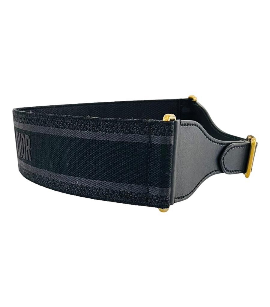 Women's Christian Dior Logo Canvas & Leather Embroidered Belt For Sale
