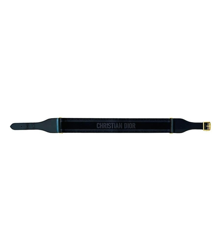 Christian Dior Logo Canvas & Leather Embroidered Belt For Sale 1