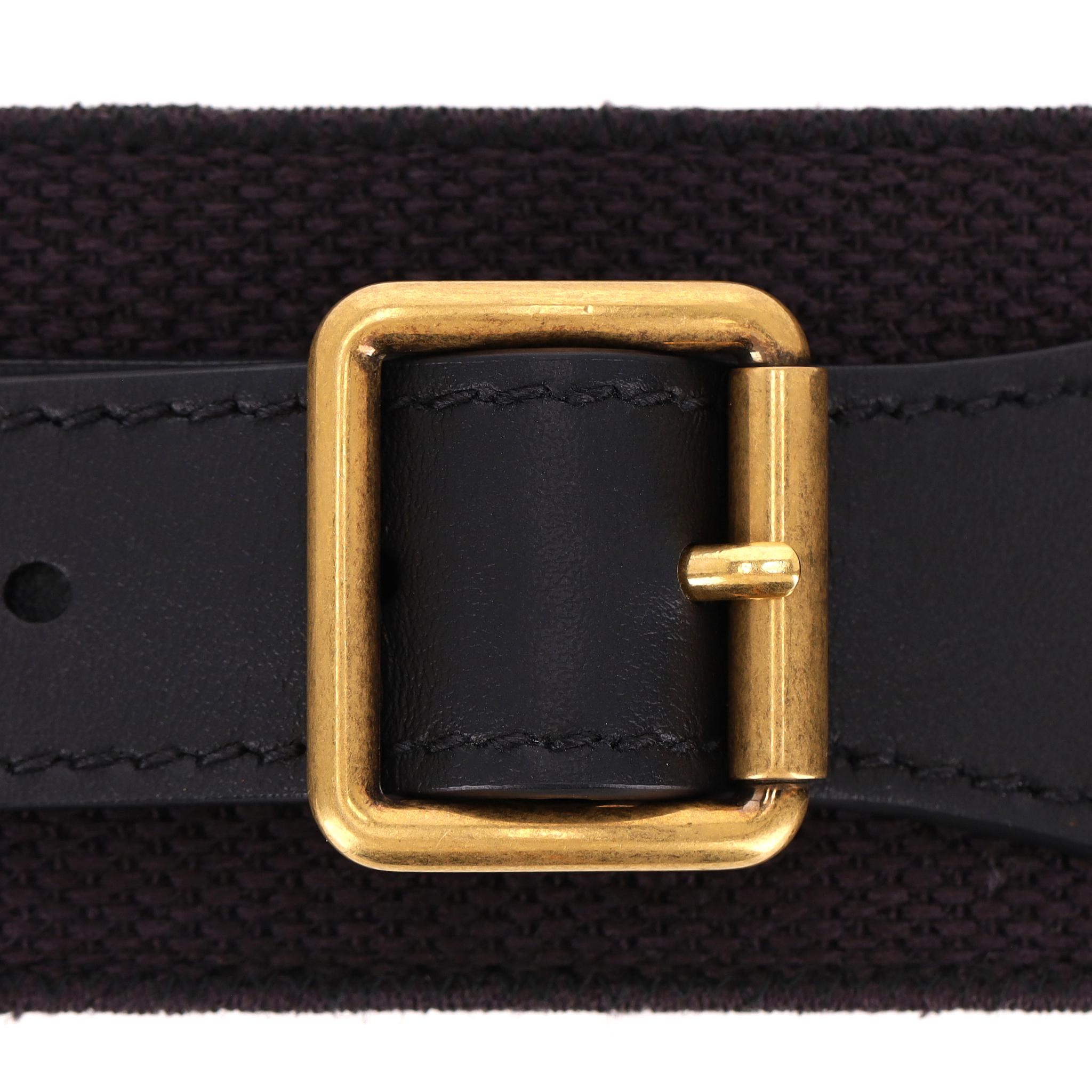Cintura ricamata in tela e pelle con logo Christian Dior in vendita 1