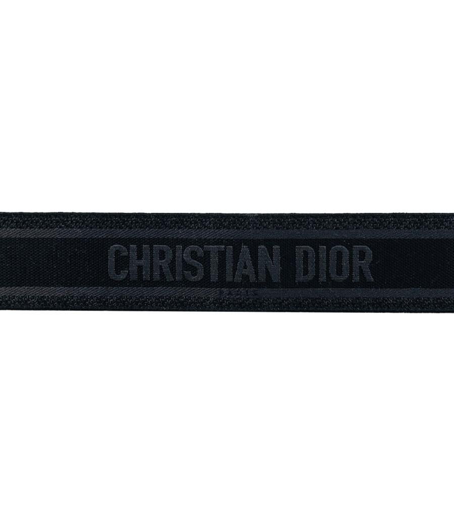 Christian Dior Logo Canvas & Leather Embroidered Belt For Sale 2