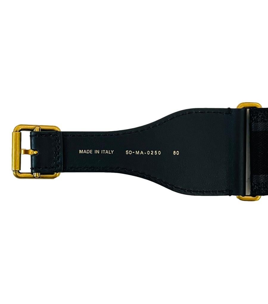 Christian Dior Logo Canvas & Leather Embroidered Belt For Sale 3