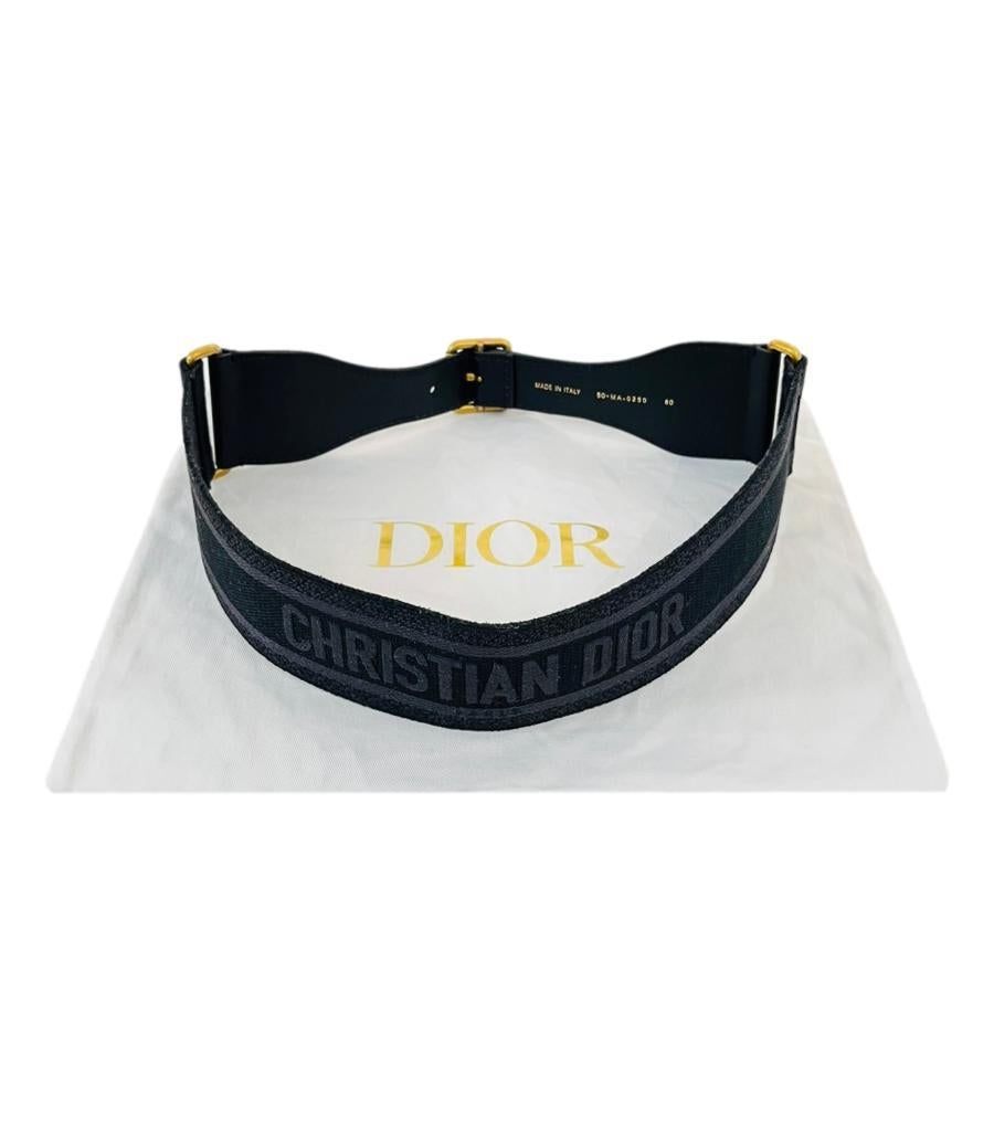 Christian Dior Logo Canvas & Leather Embroidered Belt For Sale 4