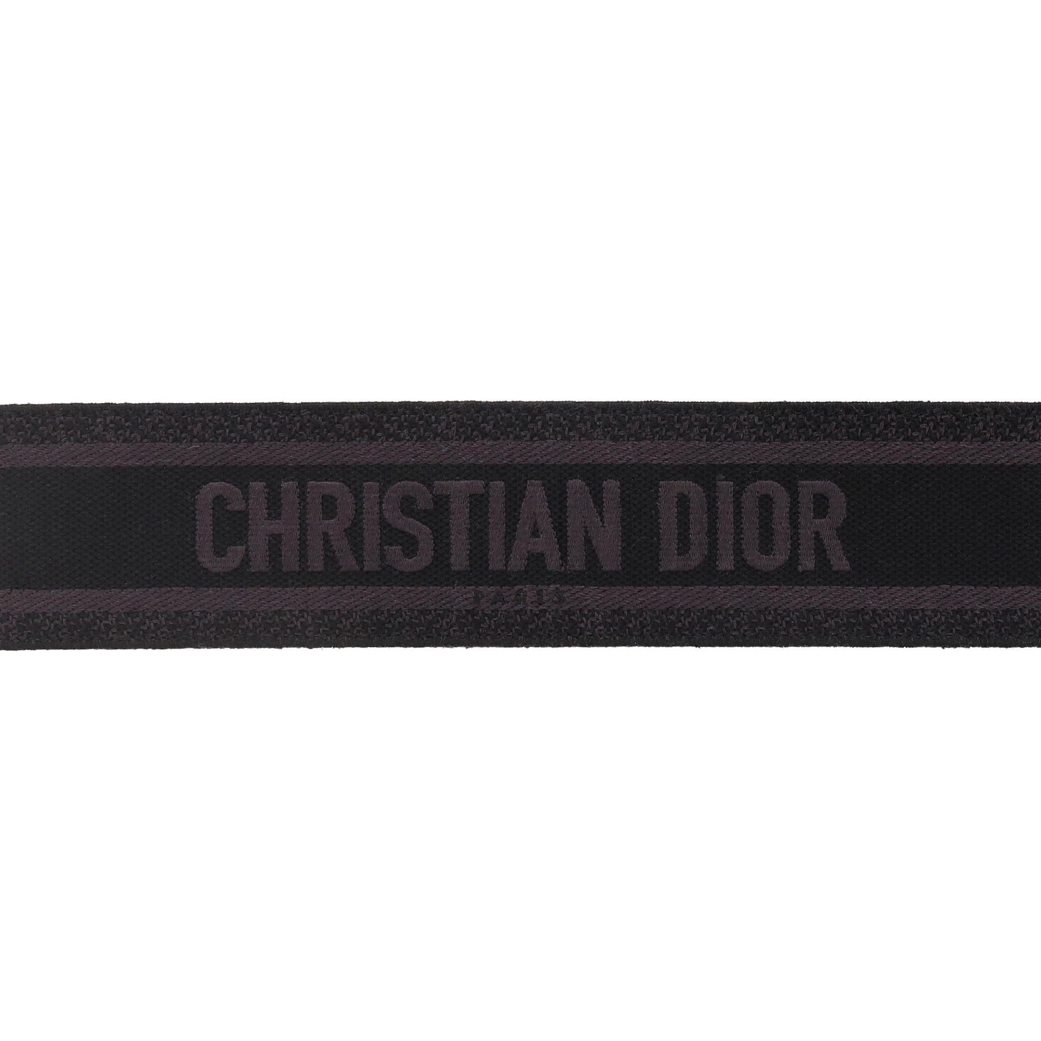 Cintura ricamata in tela e pelle con logo Christian Dior in vendita 4