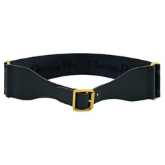 Cinturón Bordado Logo Christian Dior Lona y Piel