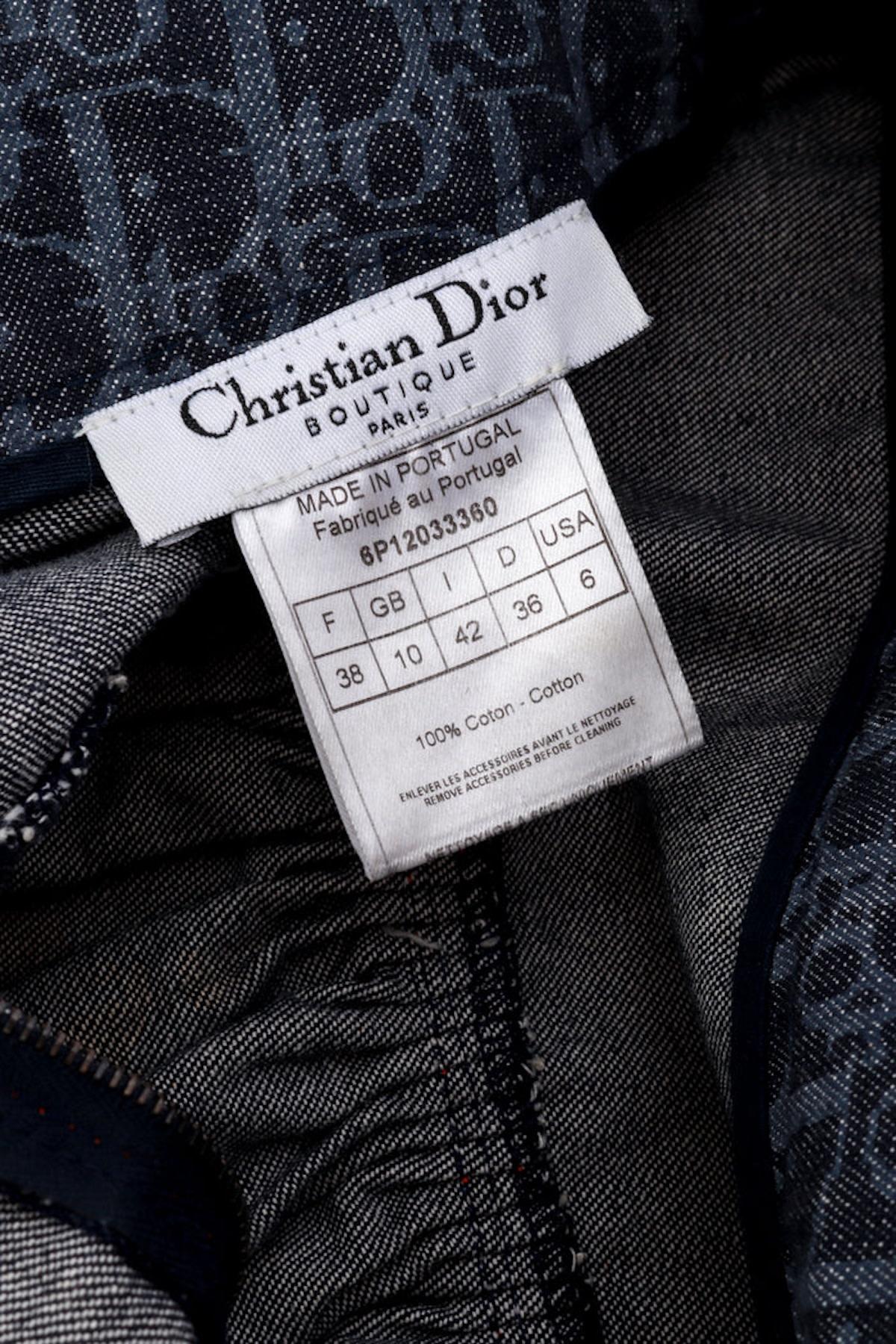 Christian Dior Logo Denim Flight Trotter Tiered Skater Skirt (S/M) For Sale 1