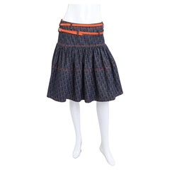 Christian Dior Logo Denim Flight Trotter Tiered Skater Skirt (S/M)