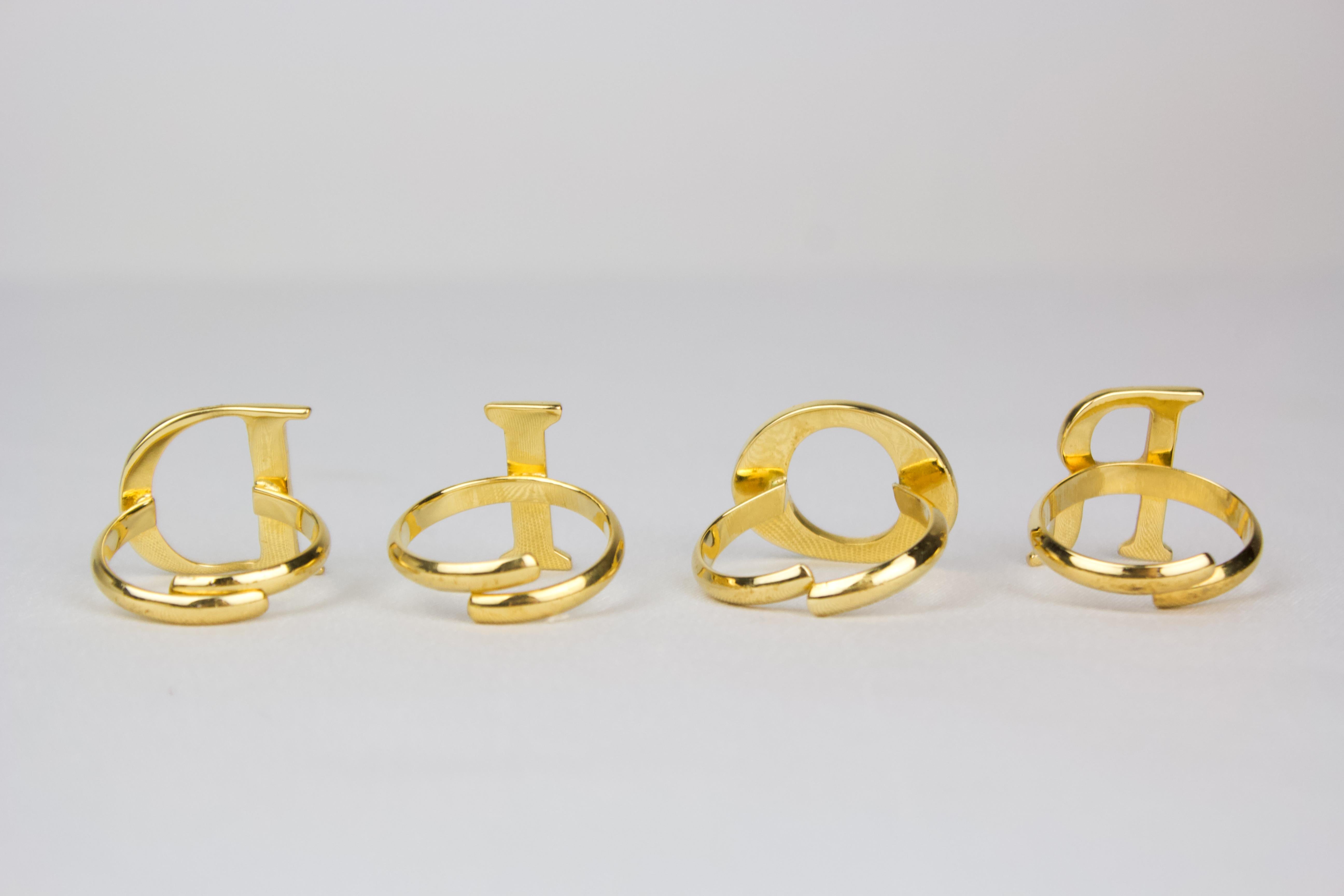 Anelli con lettere con logo Christian Dior 2