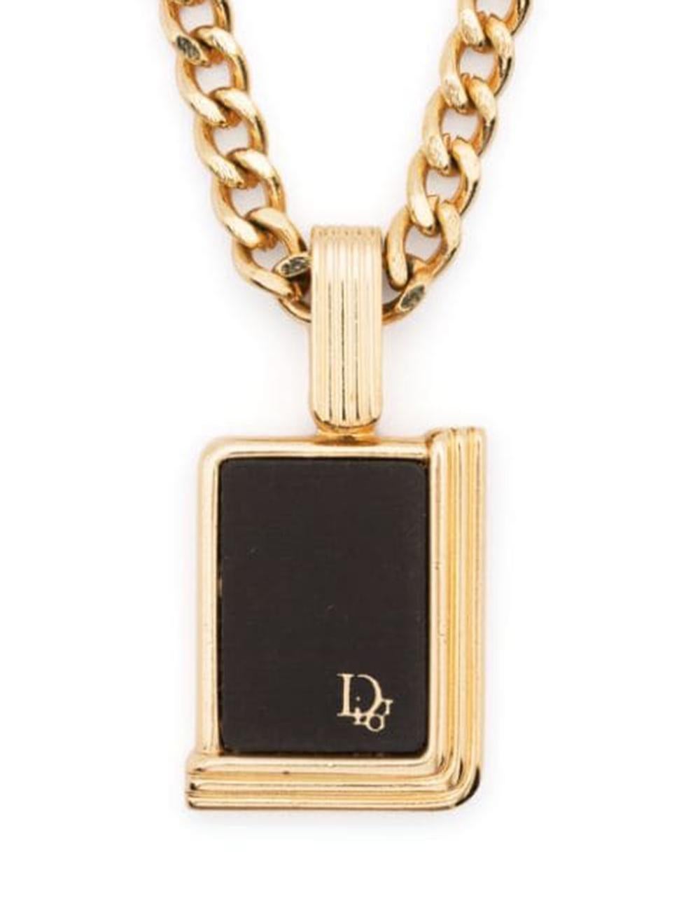 Christian Dior Logo-Pendant Chain Necklace In Good Condition For Sale In Paris, FR