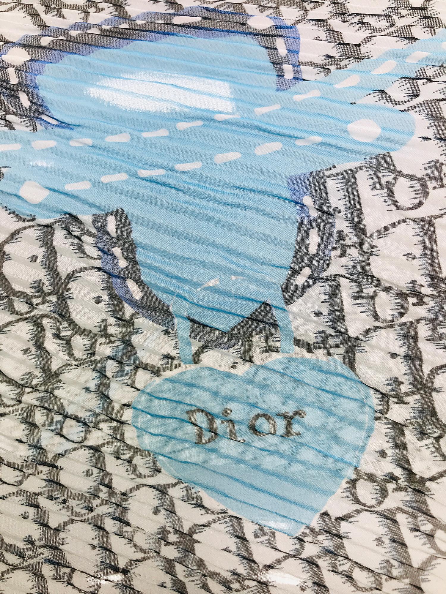 Christian Dior Logo Plesse Silk Chiffon Heart Lock Scarf 6