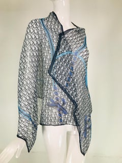 Christian Dior Logo Plesse Silk Chiffon Heart Lock Scarf