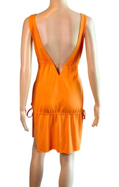 Christian Dior S/S 2000 Logo Plunging Neckline Open Back Mini Dress