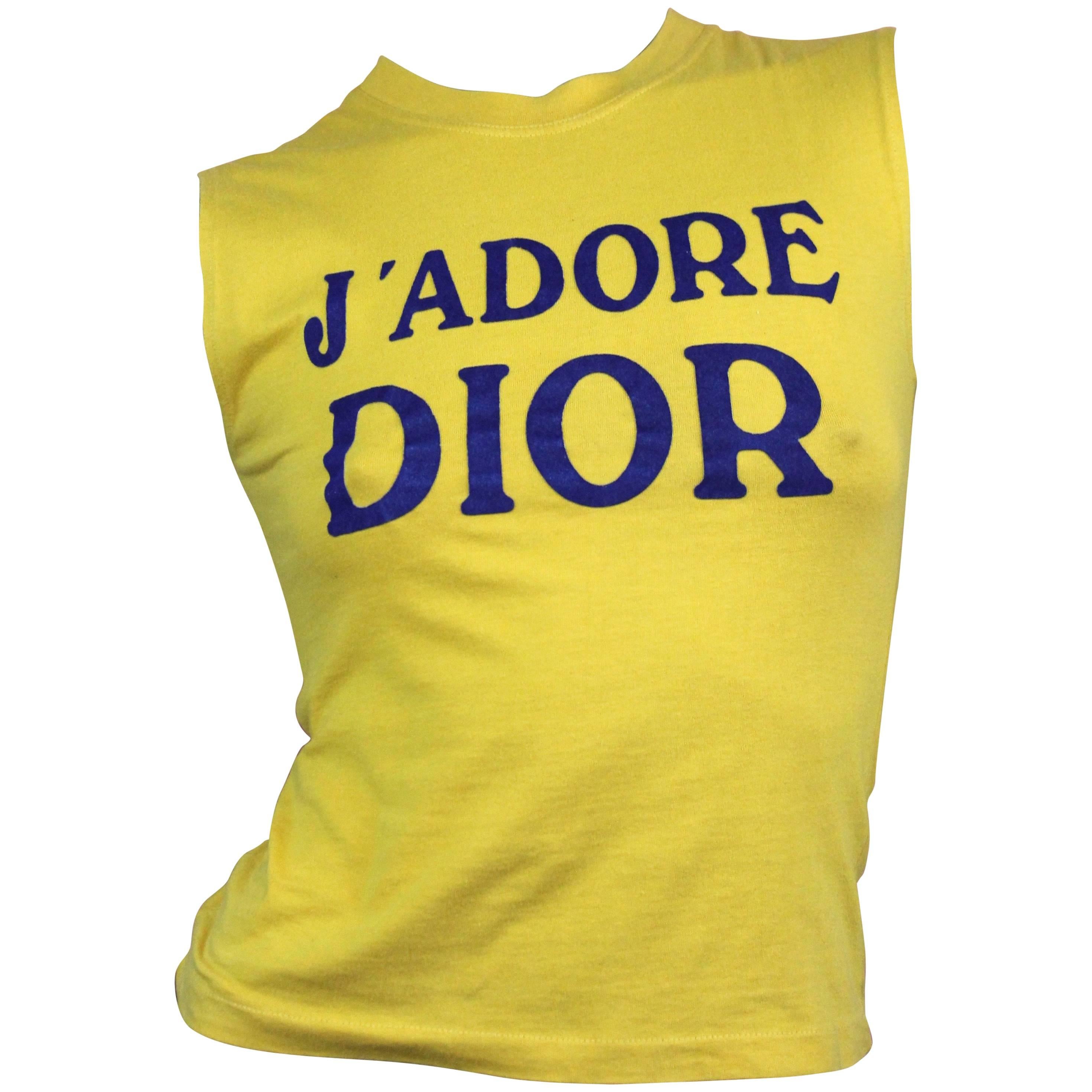 Christian Dior Logo T-Shirt in Yellow from AW 2001 Size 4 US