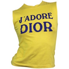 Christian Dior Logo T-Shirt in Yellow from AW 2001 Size 4 US