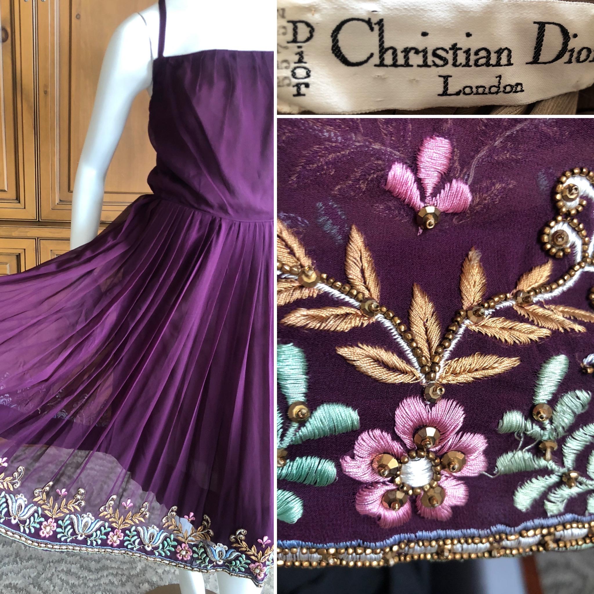 Christian Dior London 1960's Numbered Haute Couture Dress w Lesage Embellishment For Sale 4