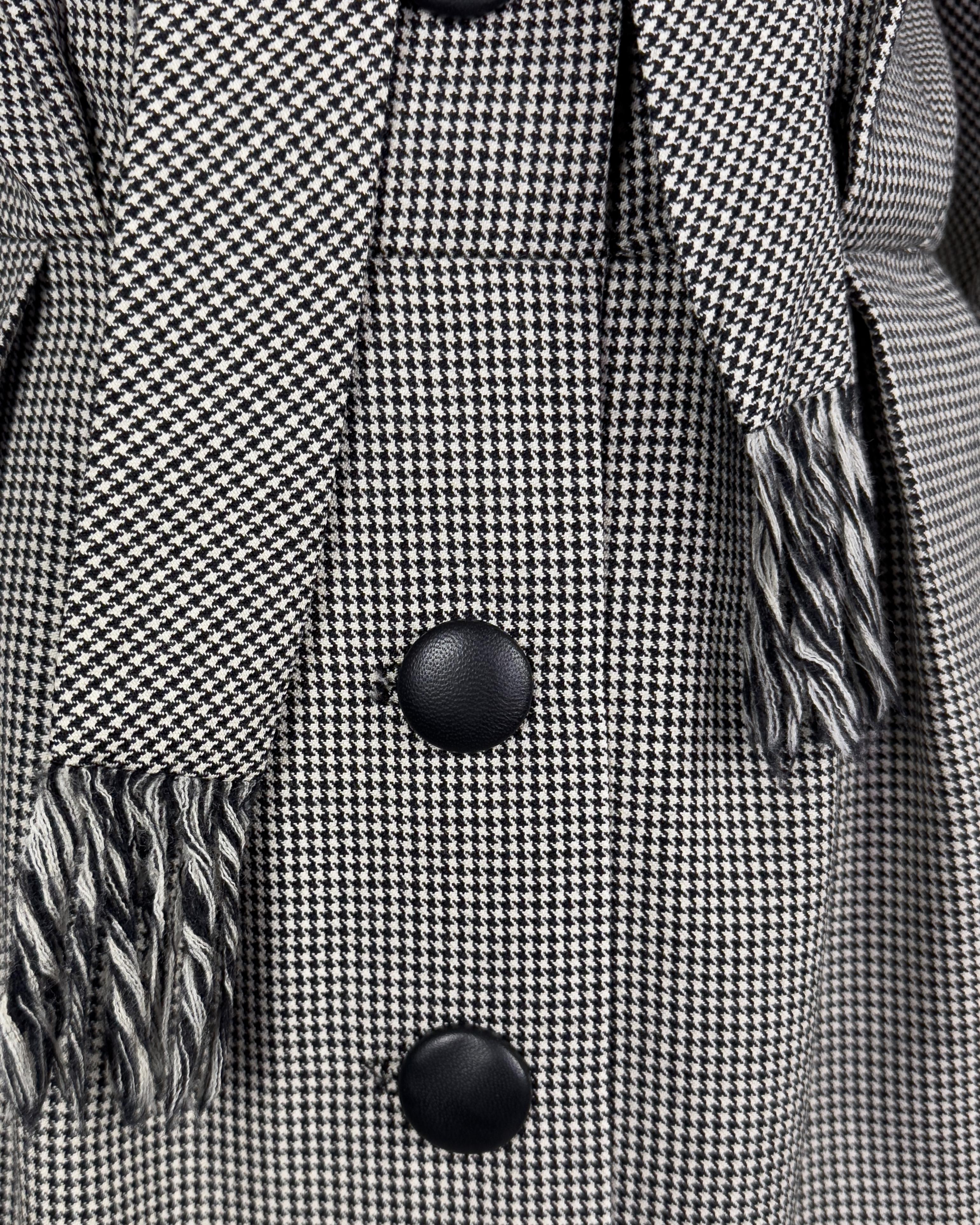 Christian Dior London 60's Demi Couture Schwarz-Weißes Woll-Ensemble mit Hahnentrittmuster Damen im Angebot