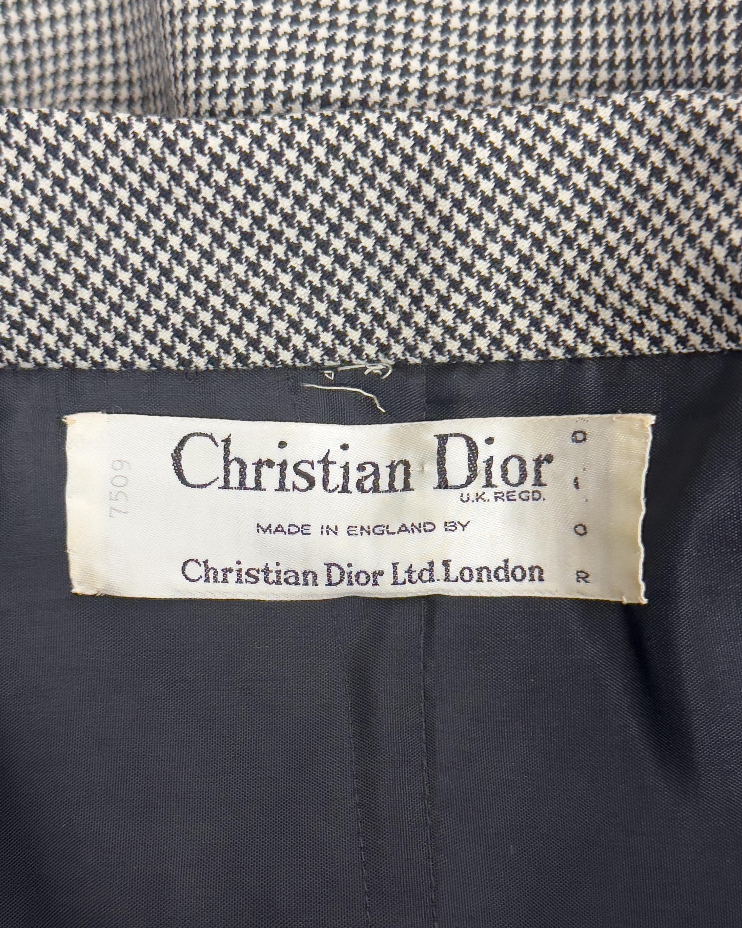 Christian Dior London 60's Demi Couture Schwarz-Weißes Woll-Ensemble mit Hahnentrittmuster im Angebot 4