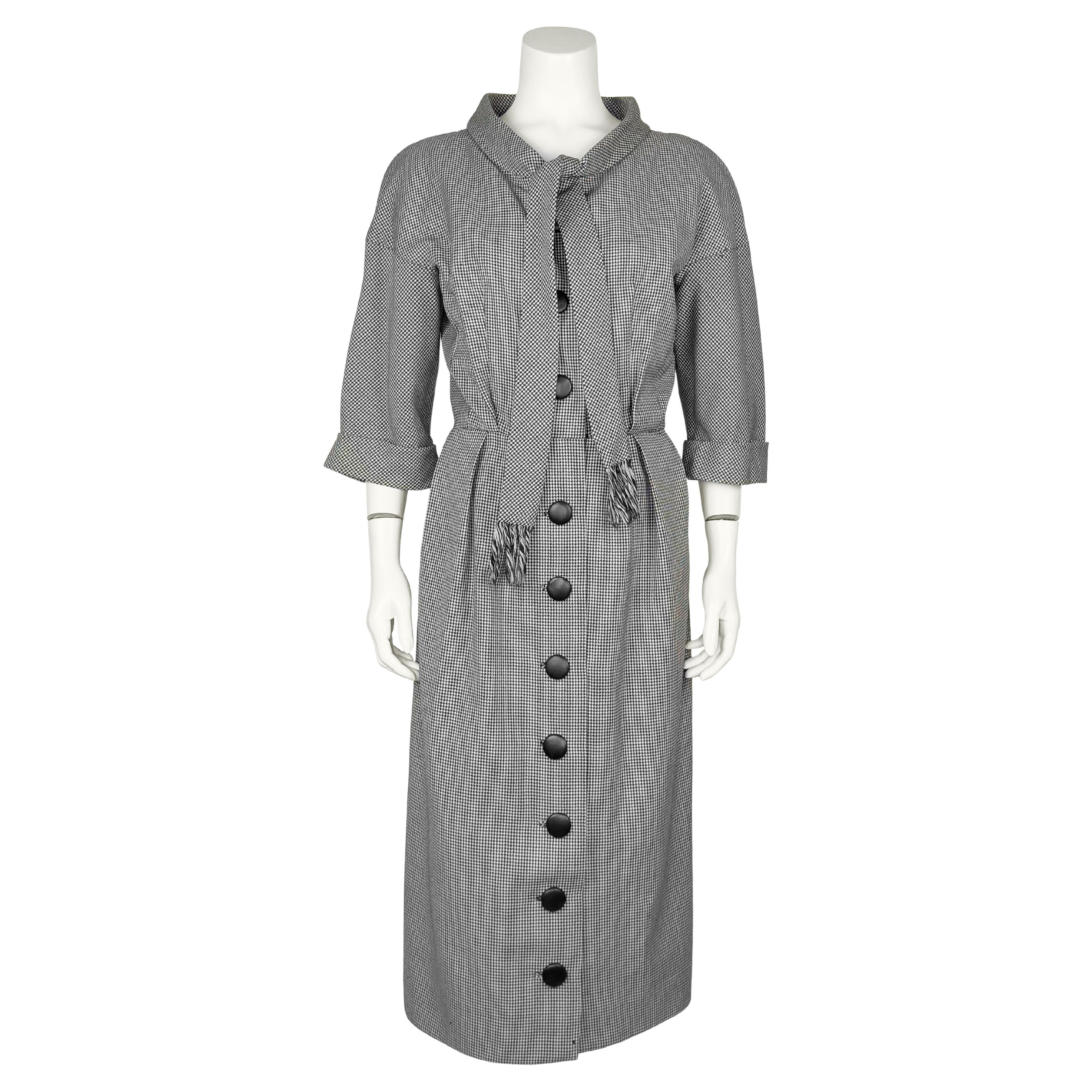 Christian Dior London 60
s Demi Couture Nero e bianco in lana pied-de-poule