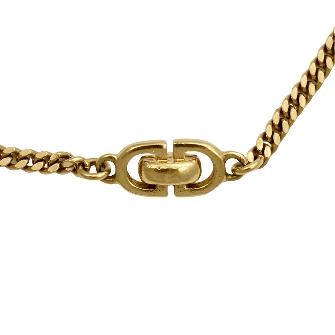 Christian Dior Long Gold Plated Curb Link Chain Necklace circa 1980s In Good Condition For Sale In London, GB