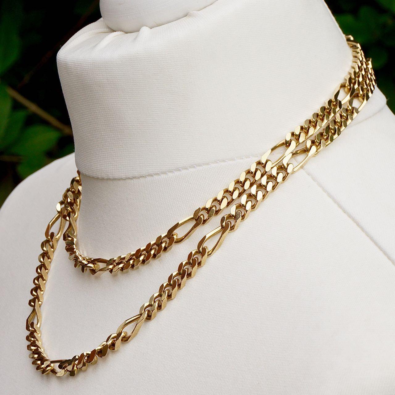 Christian Dior Long Gold Plated Figaro Link Chain Necklace circa 1980s 3