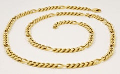 Christian Dior Long Gold Plated Figaro Link Chain Necklace circa 1980s
