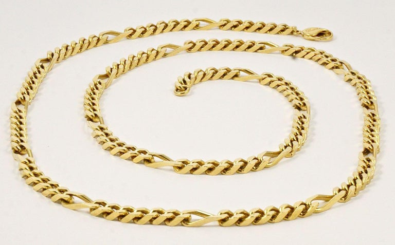 Christian Dior Long Gold Plated Figaro Link Chain Necklace circa 1980s ...