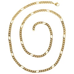 Retro Christian Dior Long Gold Plated Figaro Link Chain Necklace circa 1980s