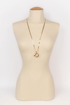 Christian Dior Long Golden Metal Necklace