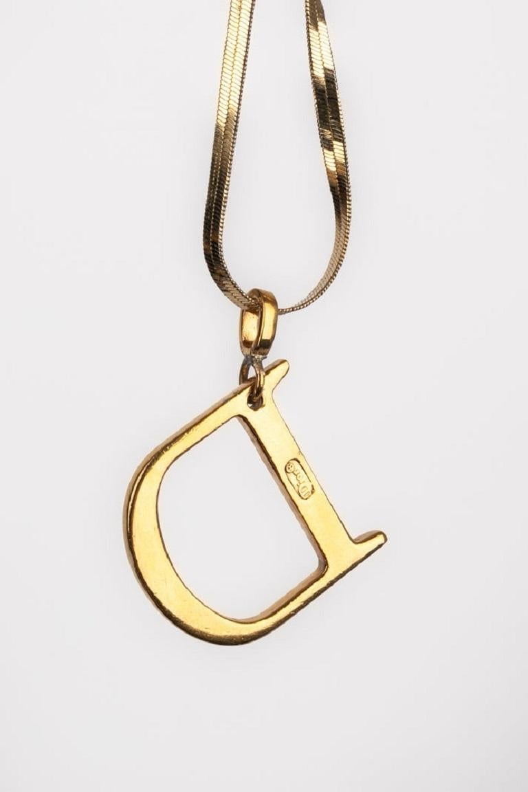 Women's Christian Dior Long Golden Metal Necklace For Sale