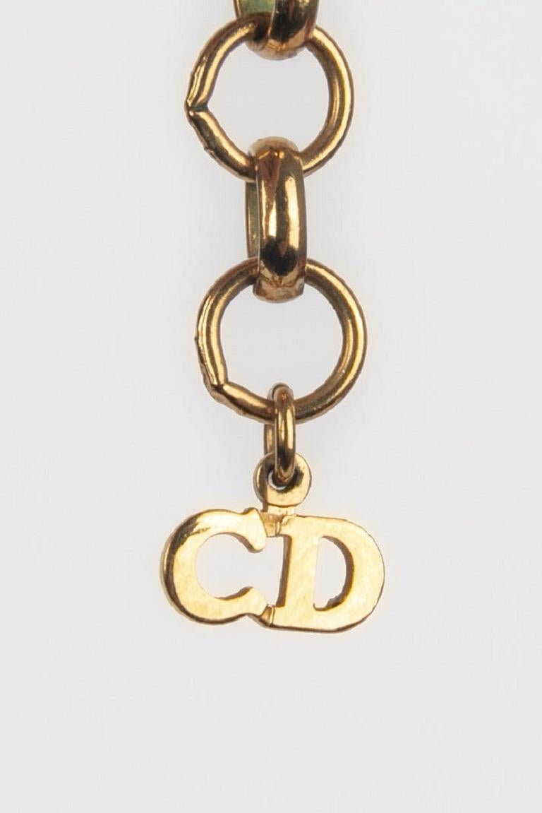 Christian Dior Long Golden Metal Necklace For Sale 2