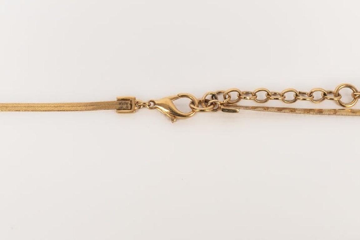 Christian Dior Long Golden Metal Necklace For Sale 3