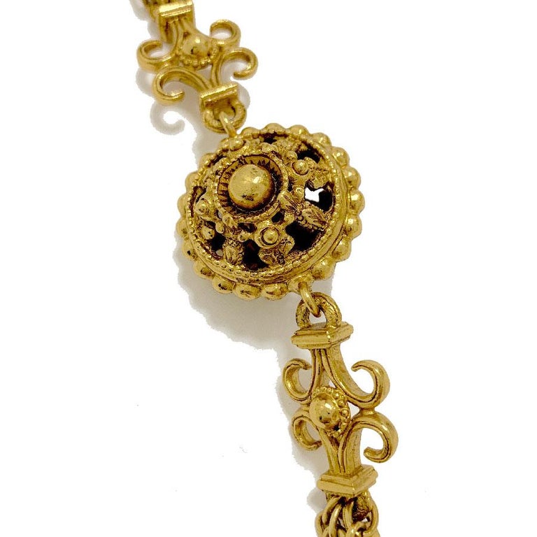 CHRISTIAN DIOR Long Multi Chains Necklace with Charms in gilt Metal For