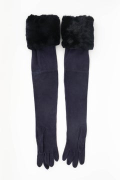 Christian Dior Long Purple Inside-Out Leather Gloves