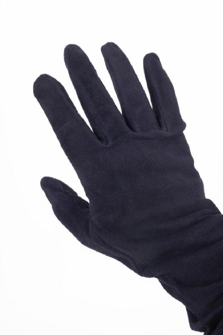Black Christian Dior Long Purple Inside-Out Leather Gloves For Sale