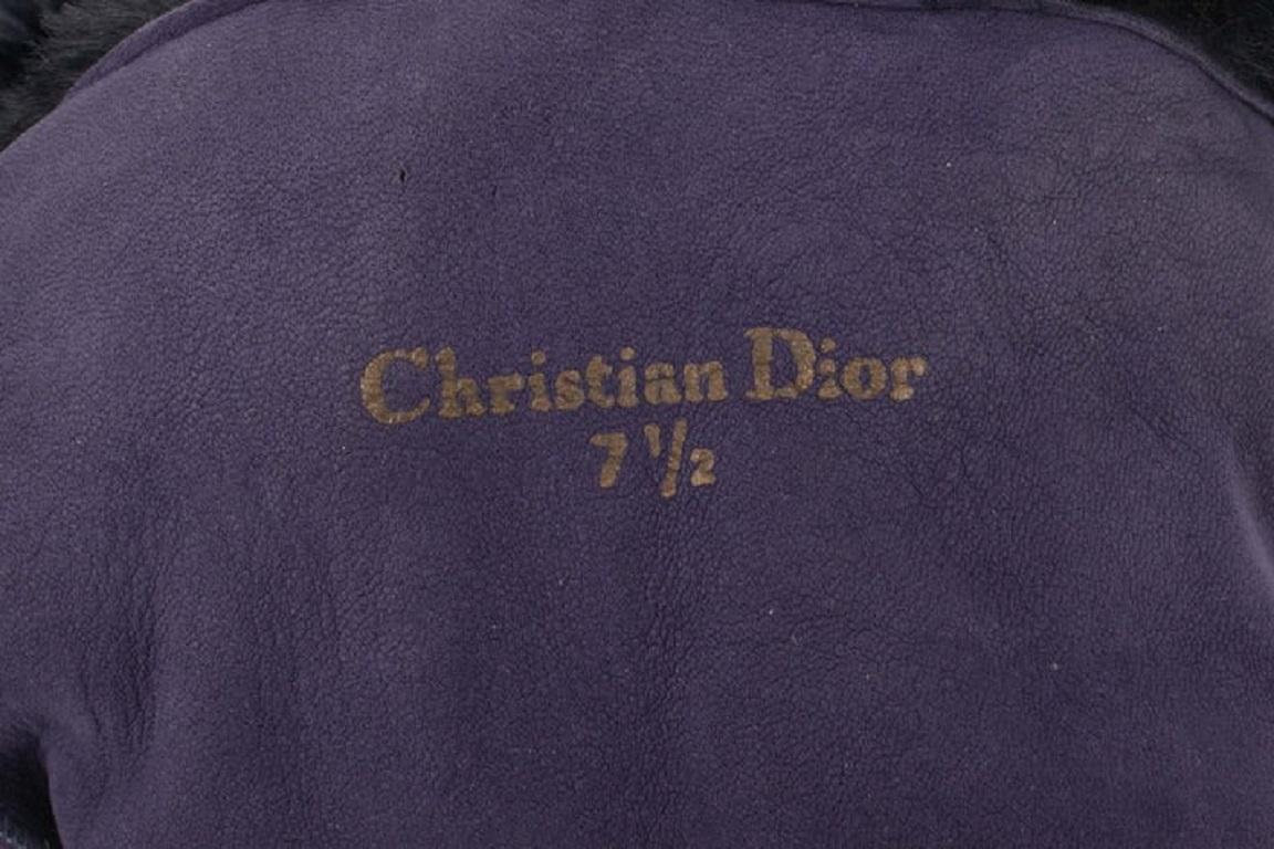 Christian Dior Long Purple Inside-Out Leather Gloves For Sale 1