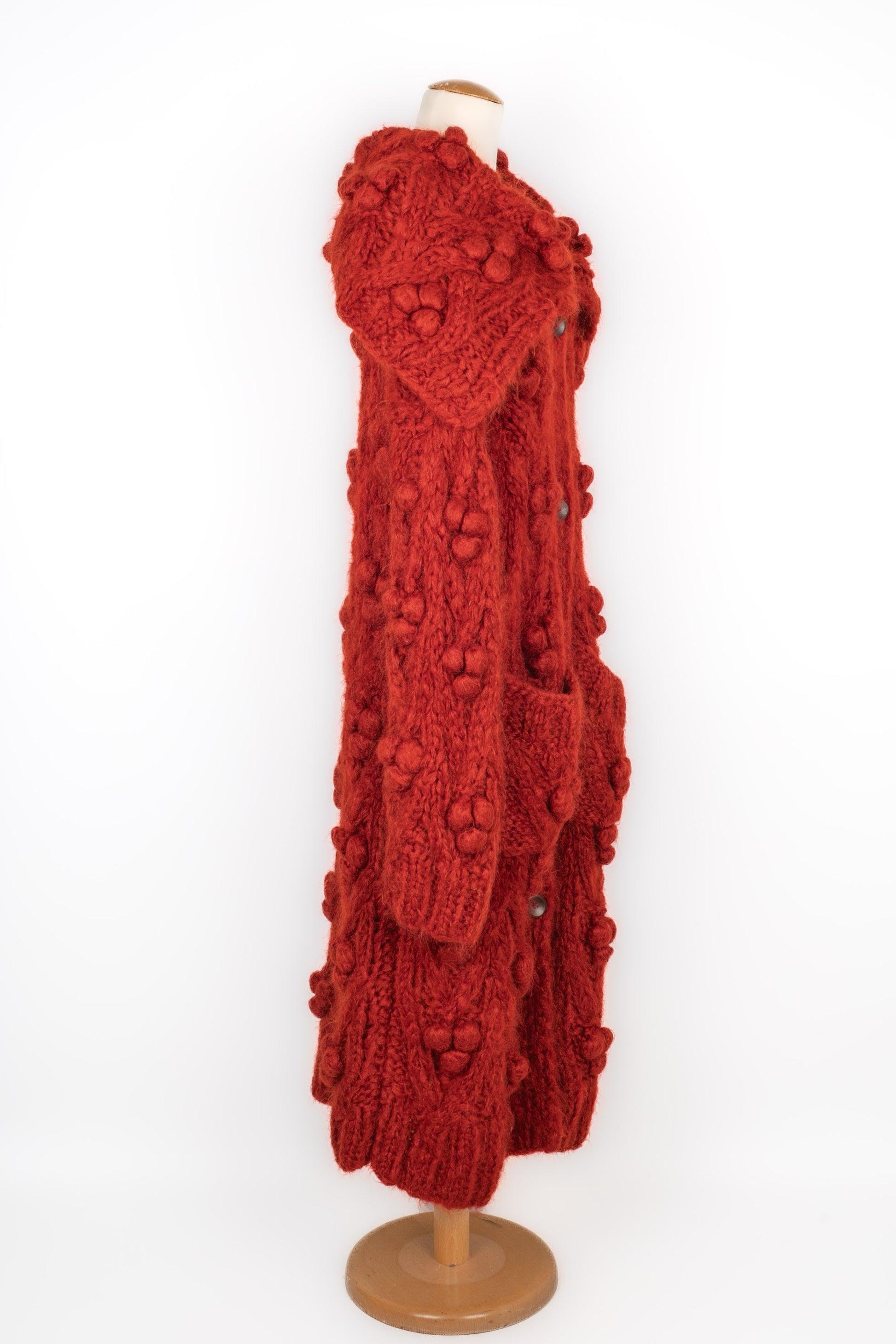 Women's Christian Dior Long Red Blended Mohair Coat, 1999 For Sale