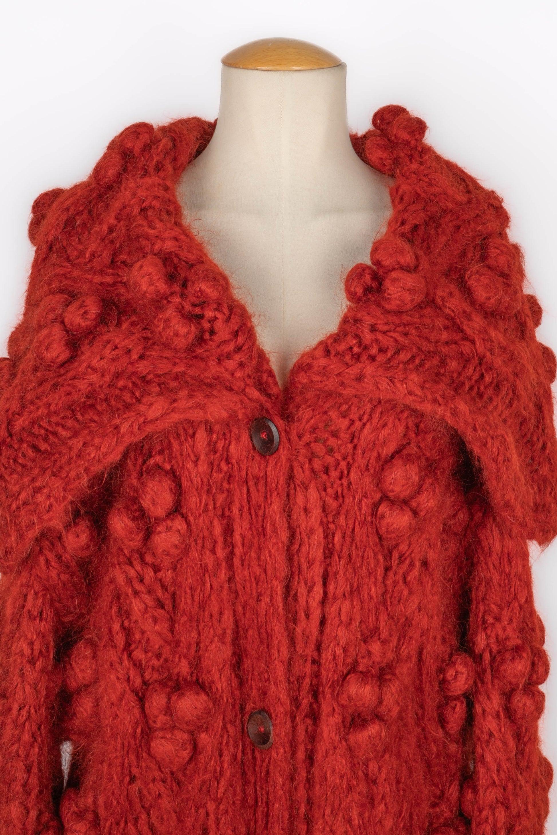 Christian Dior Long Red Blended Mohair Coat, 1999 For Sale 1