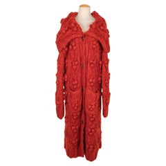 Vintage Christian Dior Long Red Blended Mohair Coat, 1999