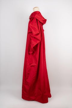 Christian Dior Langes rotes Seidenkleid Haute Couture, 1981