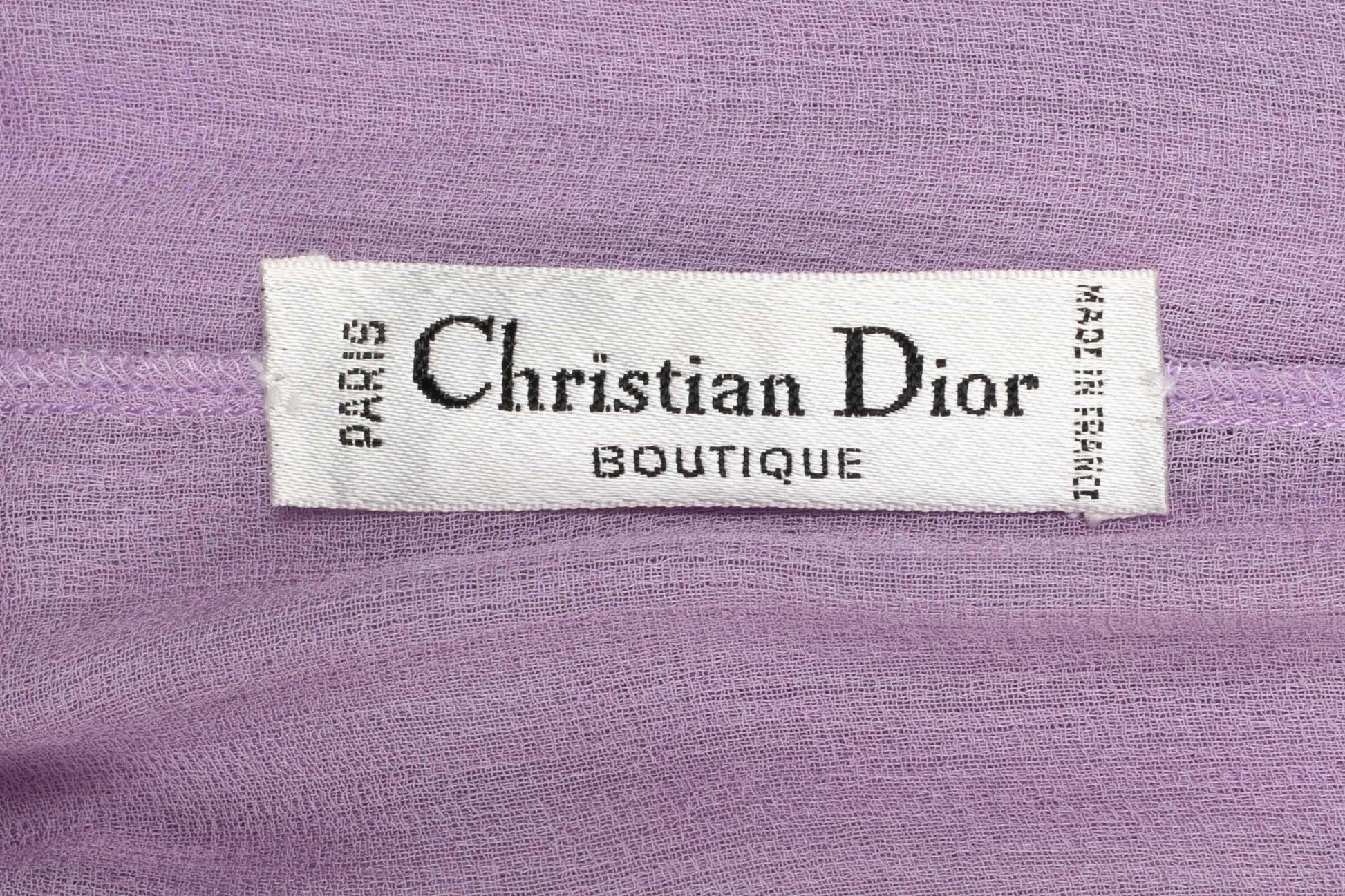 Christian Dior Long-sleeve Dress Made of Mauve Silk Muslin 5
