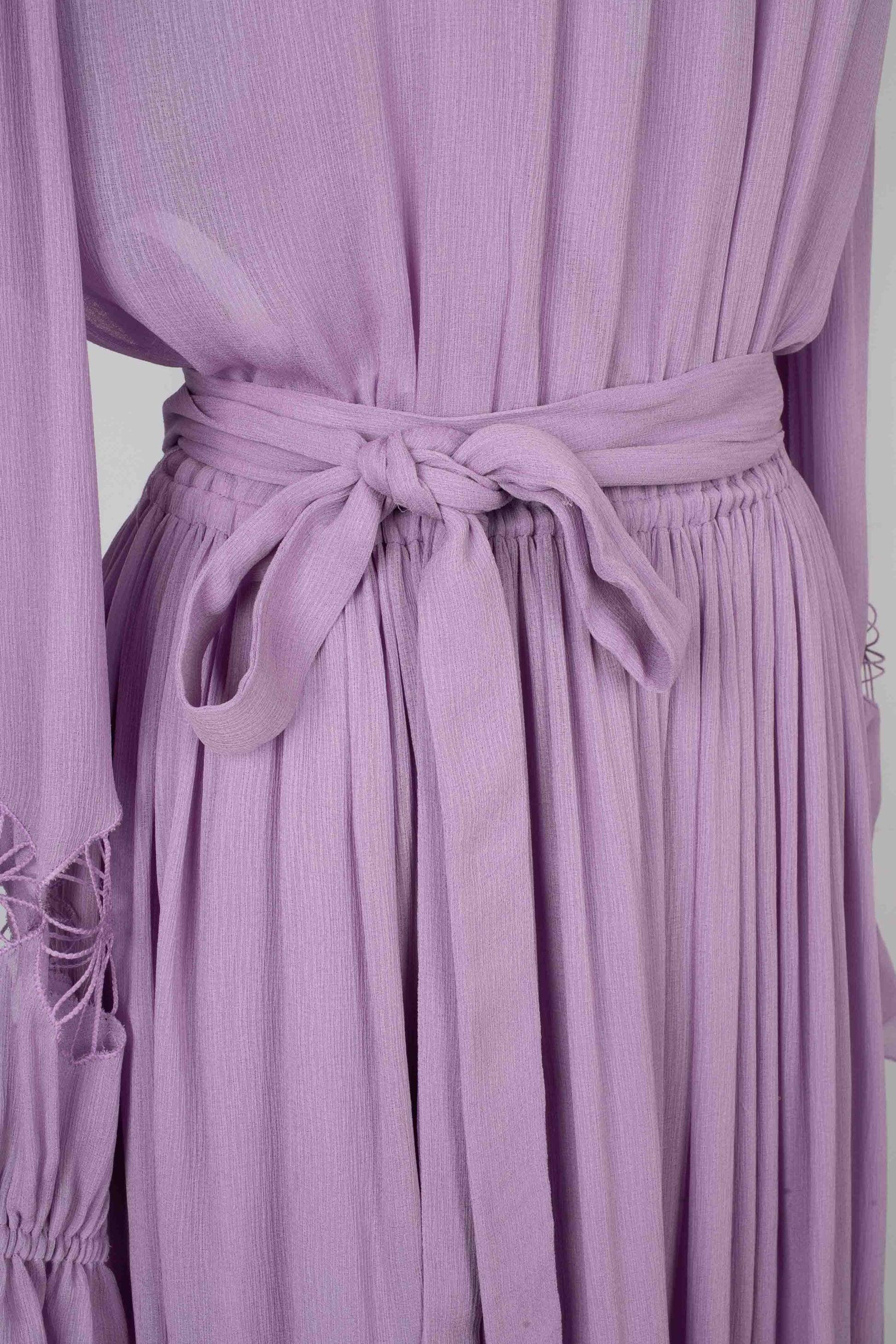 Christian Dior Long-sleeve Dress Made of Mauve Silk Muslin 1